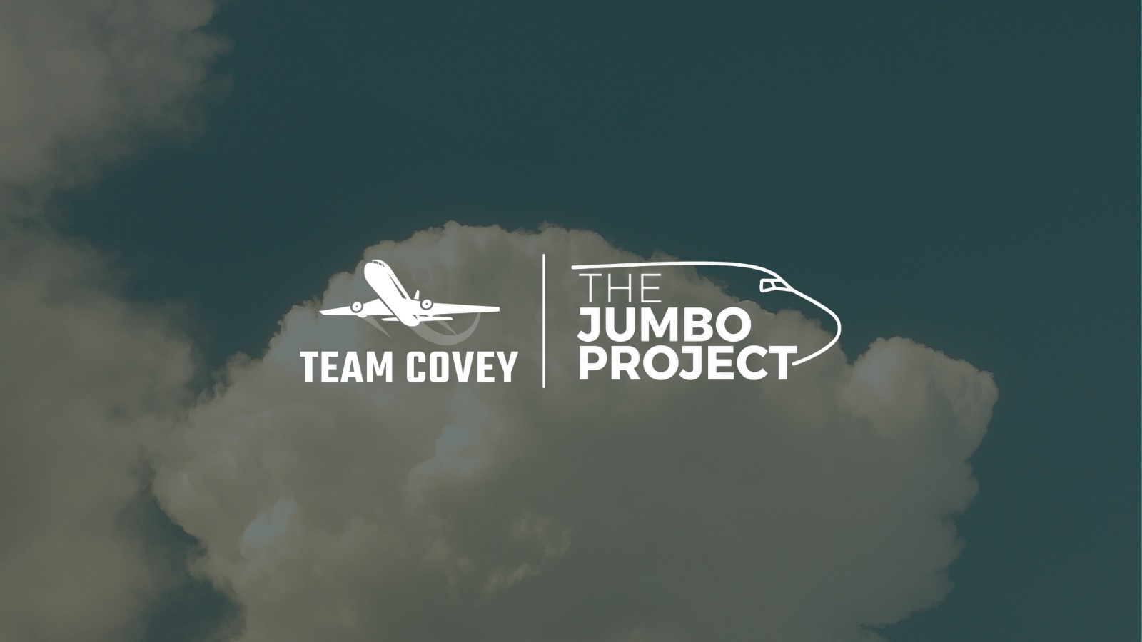 Team Covey and The Jumbo Project logos over clouds